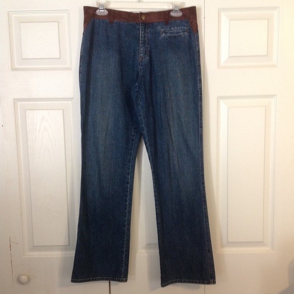 Lauren Jeans Co Denim - LAUREN JEANS CO Ralph Lauren Size 8 Denim Blue Jeans Leather Waistband Straight